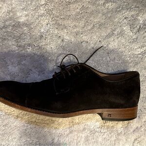 PAUL SMITH SHOES - DARK BROWN SUADE CAP DERBY SHOES